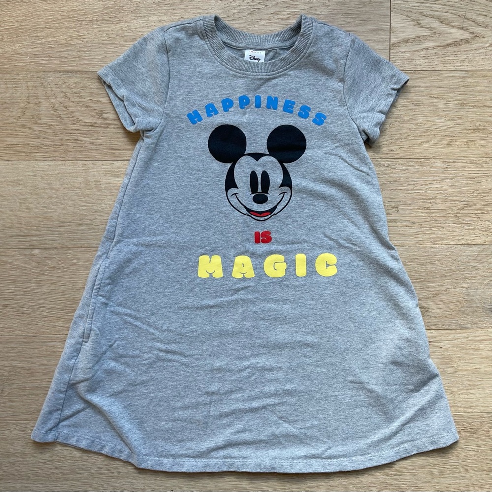 Disney Mickey Mouse Swing Dress Hanna Andersson Grey | Size 130 / US 8